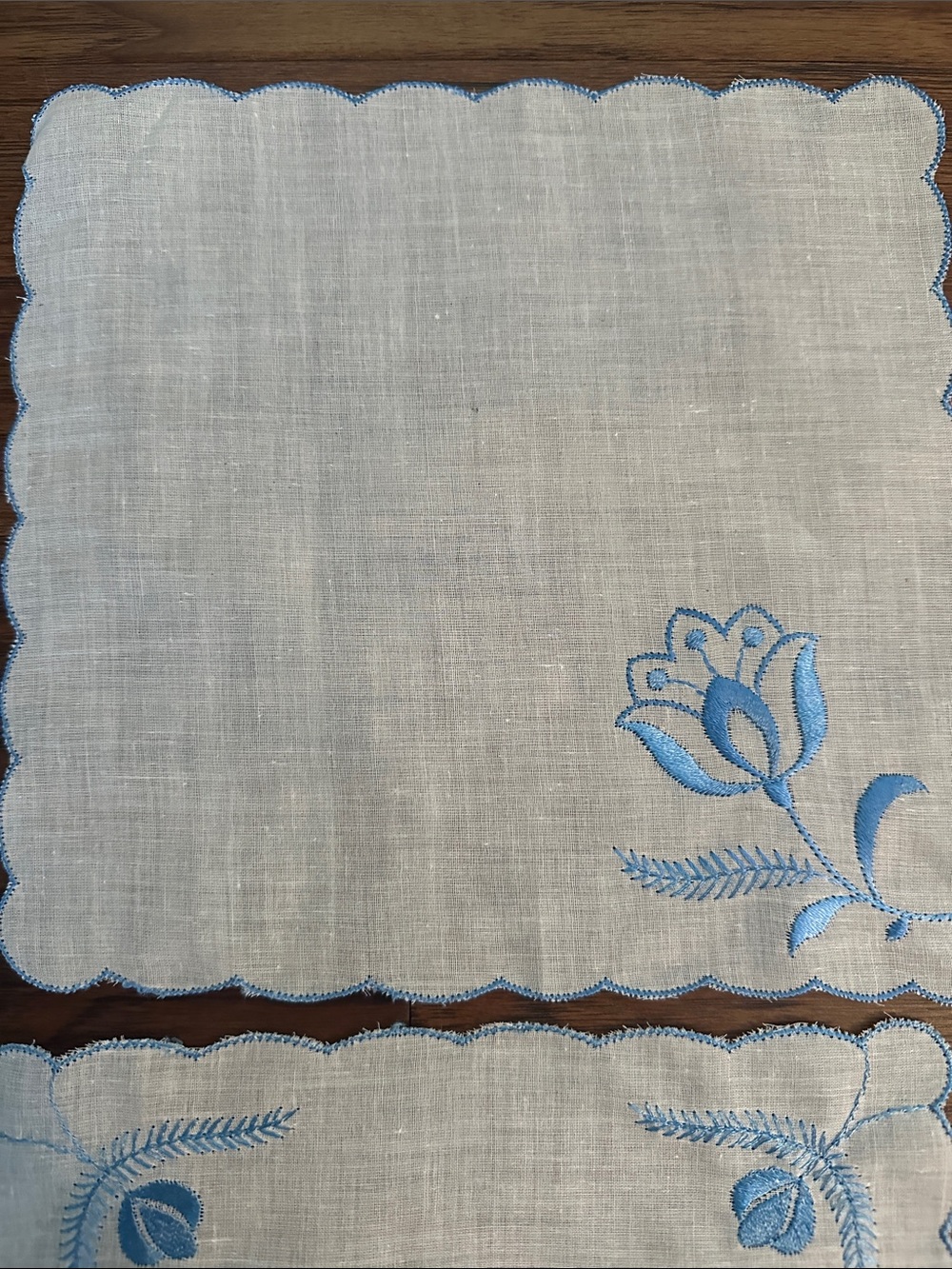 Embroidered Blue Floral hankies - Picture 3 of 6